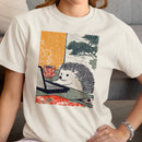 Ukiyo-e Hedgehog with Laptop & Tea Women's T-shirt