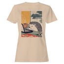 Hedgehog Laptop Tea Ukiyo-e Art Women's T-shirt