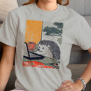Hedgehog with Laptop & Tea Ukiyo-e Women's T-shirt