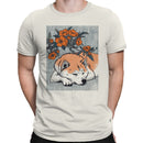 Sleeping Fox with Orange Flowers Men's T-shirt