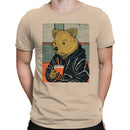 Men's T-shirt Quokka in Hoodie Drinking Bubble Tea