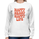 Women's Sweatshirt - Happy Heart Happy Life Retro Design