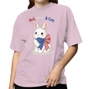 Women's T-shirt Red White & Cute Patriotic Bunny