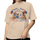 Patriotic Dogs Women's T-shirt with Red Stripes