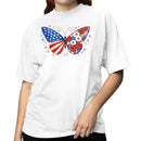 Women's Patriotic Butterfly Floral T-shirt