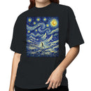 Penguin in Starry Night Women's T-shirt