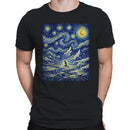 Penguin in Starry Night Mountain Men's T-shirt