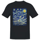 Penguin in Starry Night Mountain Men's T-shirt