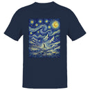 Penguin in Starry Night Mountain Men's T-shirt