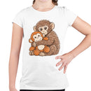 Youth's T-shirt with Cute Baby Monkey Plush Toy Design