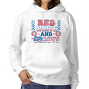 Red White Groovy Retro Patriotic Women's Hoodie