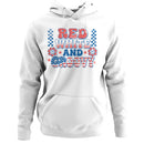 Red White Groovy Retro Patriotic Women's Hoodie