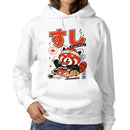 Women's Hoodie Cute Red Panda Eating Sushi Rolls