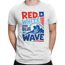 Men's T-shirt Red White Blue Wave Patriotic Art