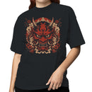 Japanese Oni Mask Flowers Women's T-shirt