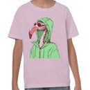 Youth's T-shirt: Flamingo in Hoodie with Sunglasses