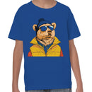 Youth's T-shirt Cool Bear in Sunglasses & Winter Hat