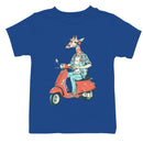 Youth's T-shirt Giraffe Riding Scooter with Headphones