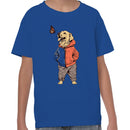 Youth's T-shirt with Dog in Hoodie & Butterfly Design