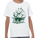 Youth's T-shirt: Rhino in Puffer Jacket with Tea Cup