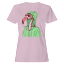 Women's T-shirt: Flamingo in Hoodie with Sunglasses