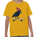 Skateboarding Crow Youth T-shirt with Red Beanie
