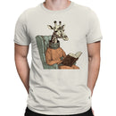 Reading Giraffe Sweater Illustration Men's T-shirt