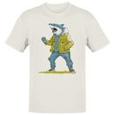 Shark Head Men's T-shirt with Hoodie and Denim Jacket
