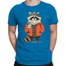 Winter Raccoon Men's T-shirt with Jacket and Scarf