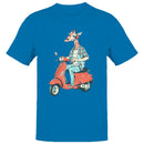 Men's T-shirt Giraffe Riding Scooter with Headphones
