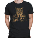 Owl in Suit with Wine Glass Men's T-shirt