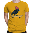 Skateboarding Crow Men's T-shirt with Red Beanie