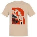 Abstract Hillside Houses Red Sun Men's T-shirt