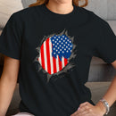 Women's Distressed American Flag T-shirt