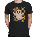 Retro Ghost Flowers Checkerboard Men's T-shirt