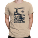 Lighthouse Sailboat Ocean Waves Men's T-shirt