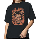 Japanese Oni Mask Flames Women's T-shirt