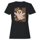 Retro Ghost Flowers Checkerboard Women's T-shirt