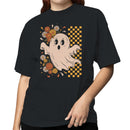 Retro Ghost Flowers Checkerboard Women's T-shirt