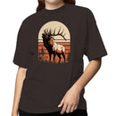 Retro Bull Elk Sunset Women's T-shirt