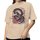 Japanese Dragon Roses Floral Art Women's T-shirt