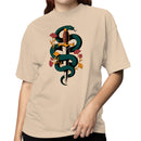 Snake Dagger Flowers Illustration Women's T-shirt