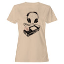 Sakura Women's T-shirt with Retro Music Player & Headphones