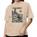 Lighthouse Sailboat Ocean Waves Women's T-shirt