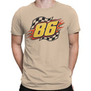 86 Racing Number Flames Checkered Flag Men's T-shirt