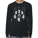 Dancing Cats Campfire Forest Night Men's Long Sleeve