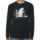 Giant Cat Monster Attacks Golden Gate Bridge Men's Long Sleeve