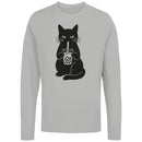 Cat Bubble Tea Illustration Women's Long Sleeve Shirt
