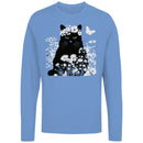 Black Cat Daisies Butterfly Women's Long Sleeve Shirt