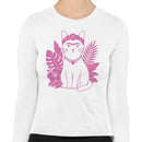 Floral Boho Cat Women's Long Sleeve Shirt